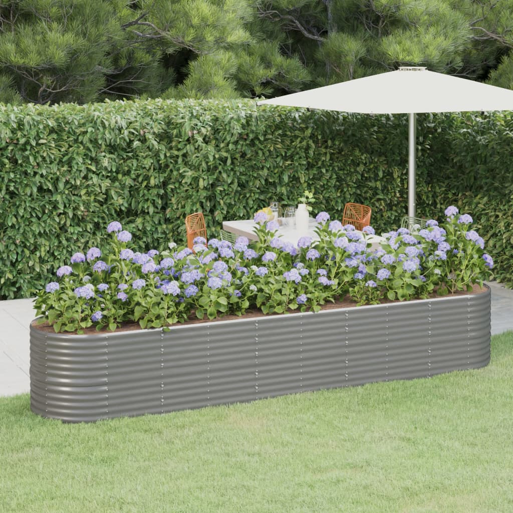 Letto Giardino Acciaio Zincato 368x80x68 cm Grigio - homemem39