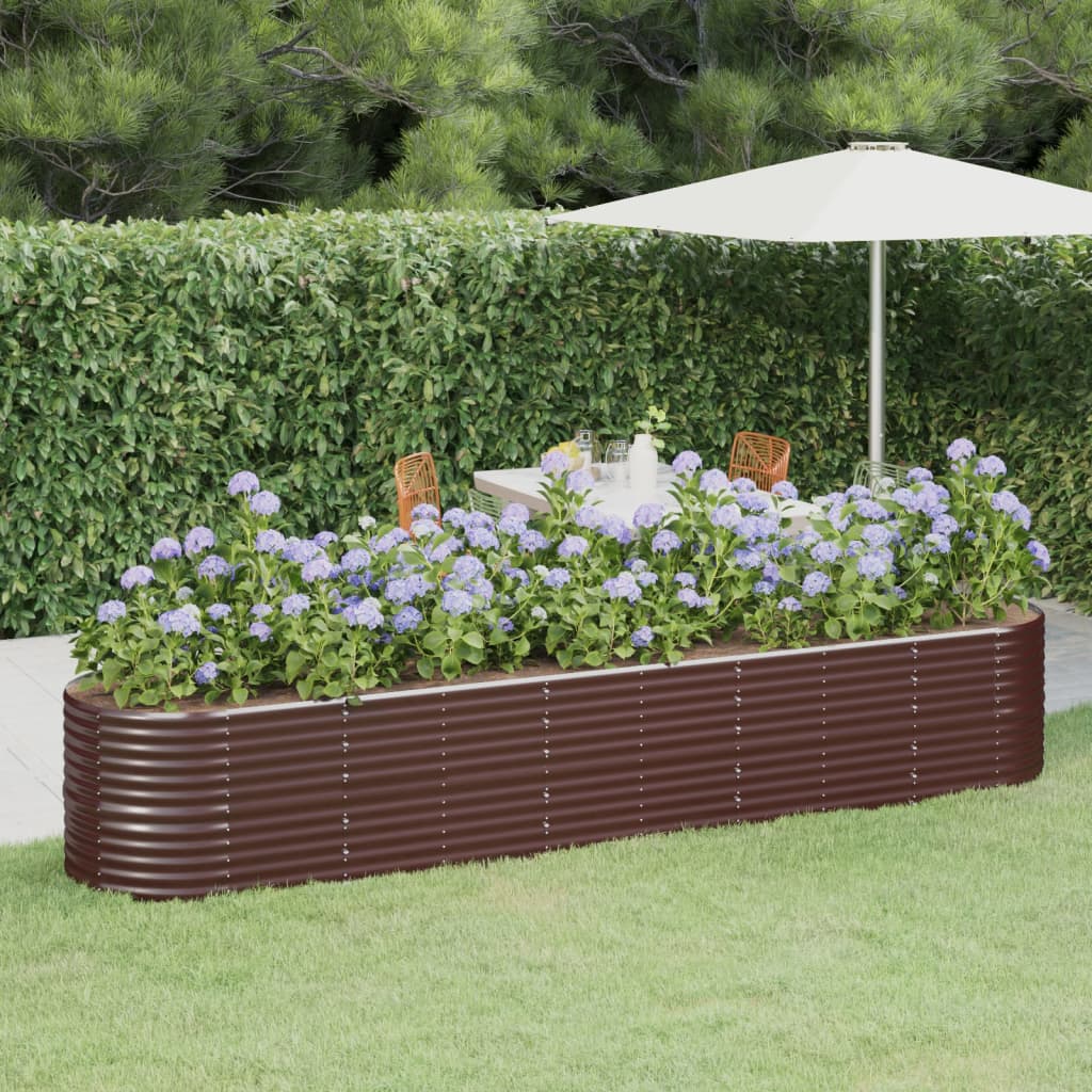 Letto Giardino Acciaio Zincato 368x80x68cm Marrone - homemem39