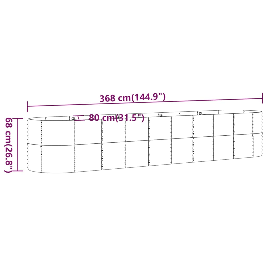 Letto da Giardino in Acciaio a Polvere 368x80x68 cm Antracite - homemem39