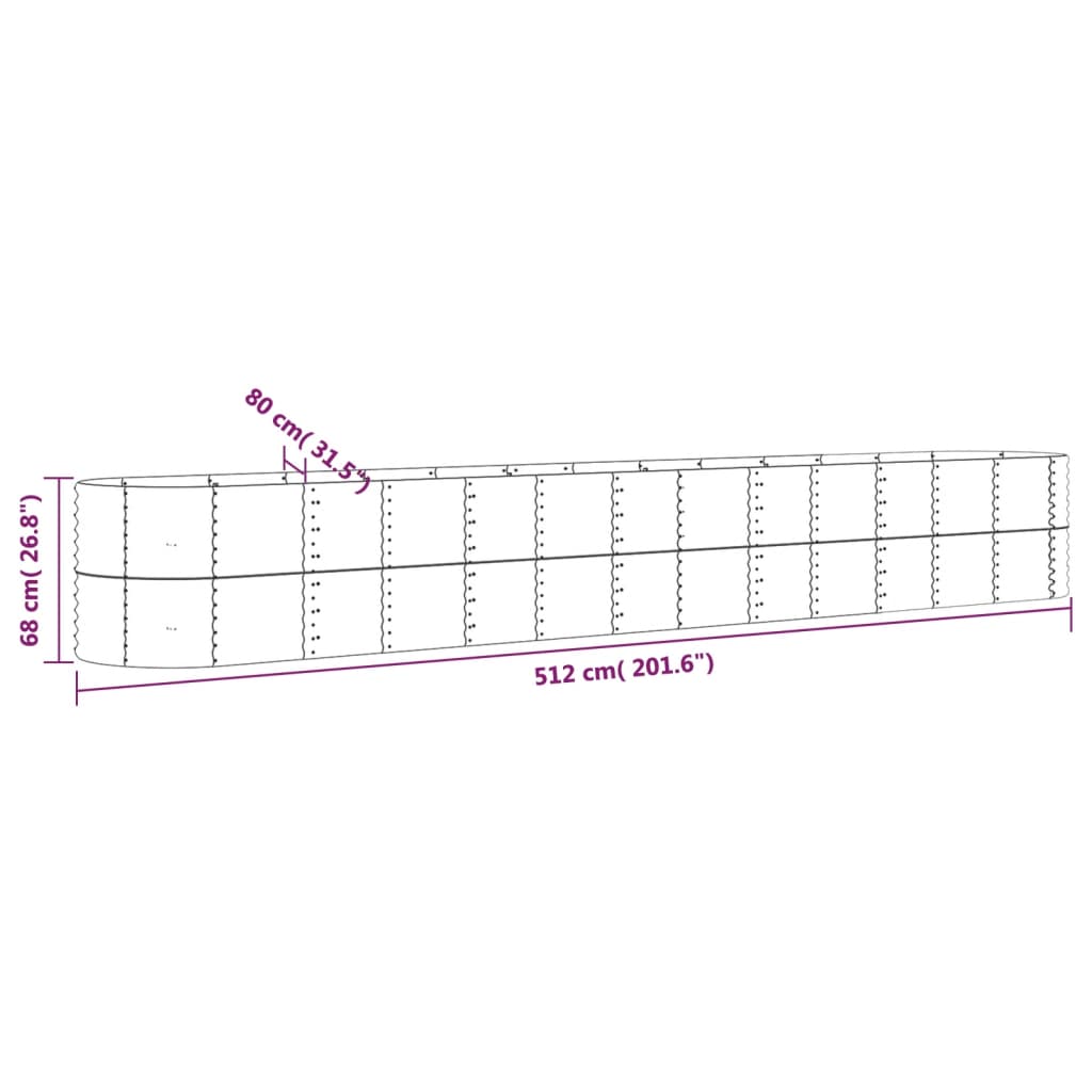 Letto Giardino Acciaio Verniciato a Polvere 512x80x68 cm Grigio | homemem39