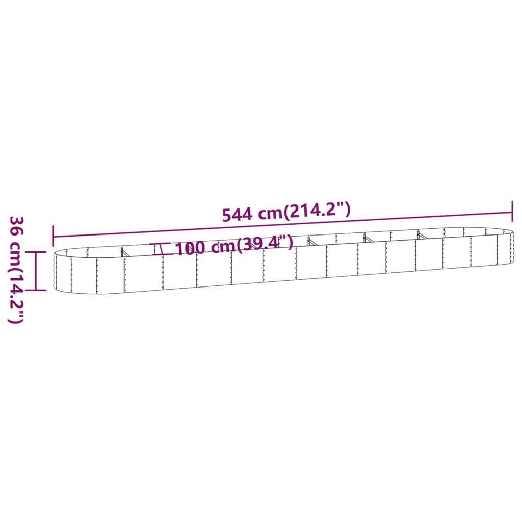Letto Giardino Acciaio Zincato 544x100x36cm Argento - homemem39