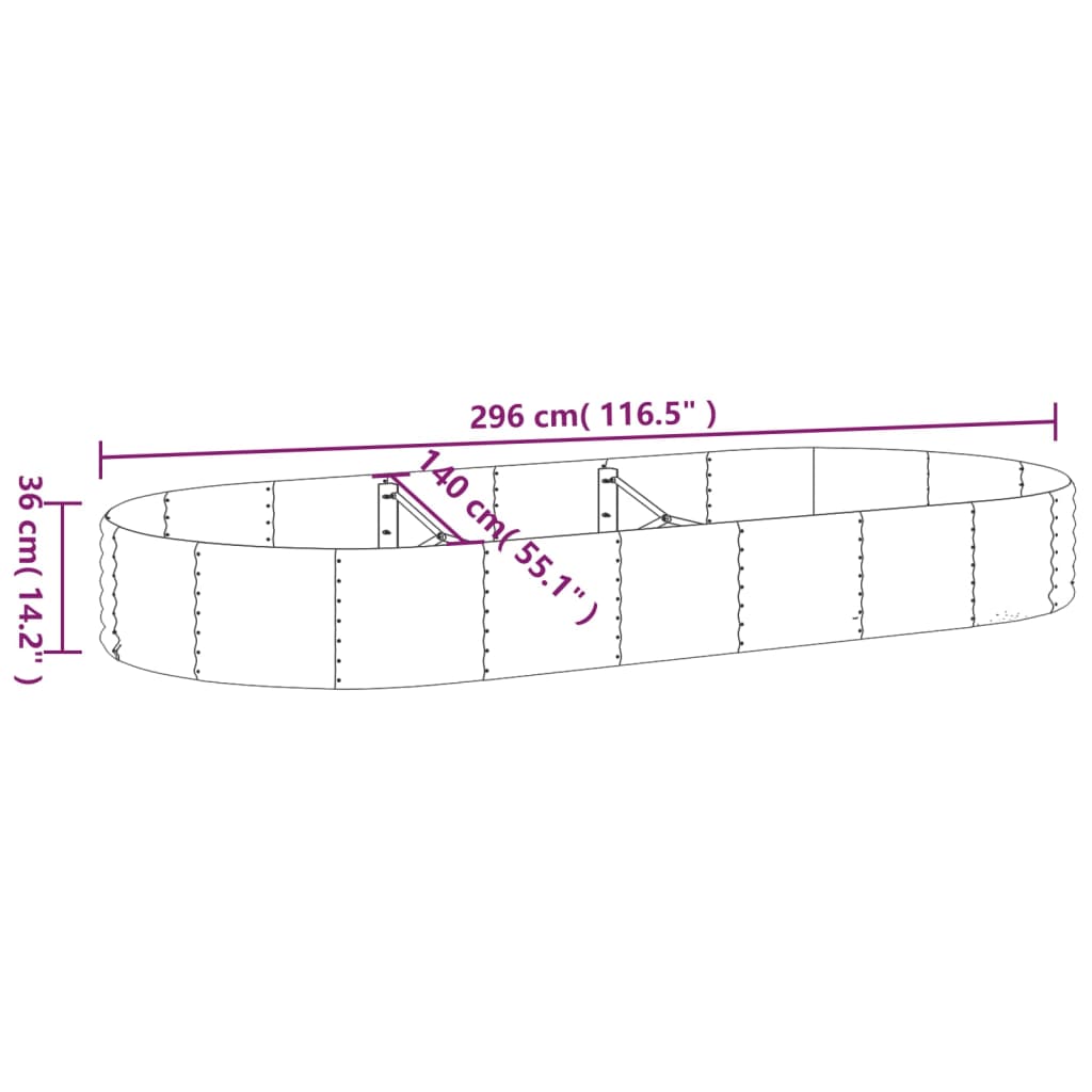 Letto Giardino Acciaio Zincato 296x140x36cm Grigio | homemem39