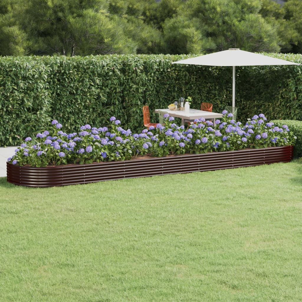Letto Giardino Acciaio Zincato 600x140x36 cm Marrone | homemem39