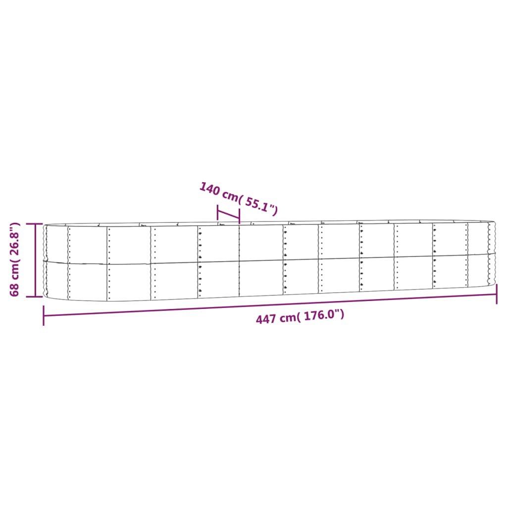 Letto Giardino Acciaio Zincato 447x140x68 cm Argento - homemem39