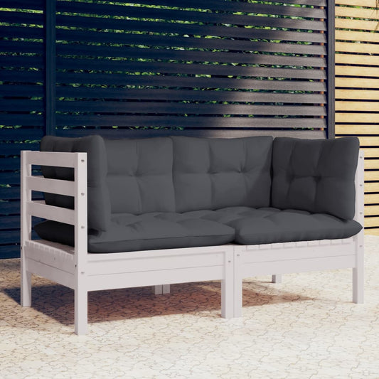 Divano da Giardino 2 Posti con Cuscini Antracite Legno di Pino - homemem39