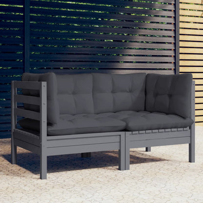 Divano da Giardino 2 Posti con Cuscini Antracite Legno di Pino - homemem39