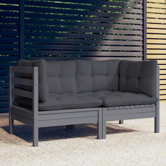 Divano da Giardino 2 Posti con Cuscini Antracite Legno di Pino - homemem39