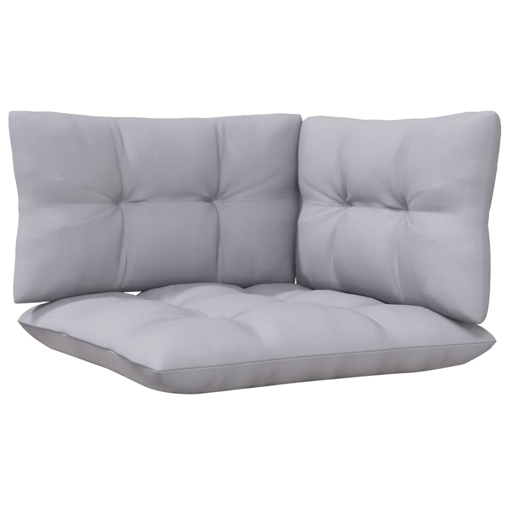 Set Divani da Giardino 3 pz con Cuscini Grigi Massello di Pino | homemem39