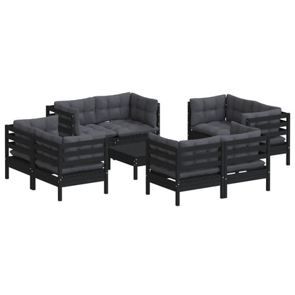 Set Divani da Giardino 9 pz con Cuscini Antracite Legno di Pino - homemem39