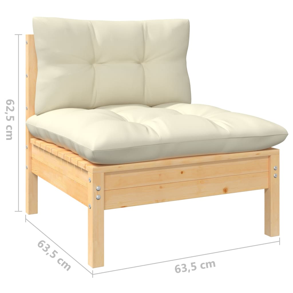 Set Salotto da Giardino 4 pz con Cuscini Crema in Legno di Pino - homemem39