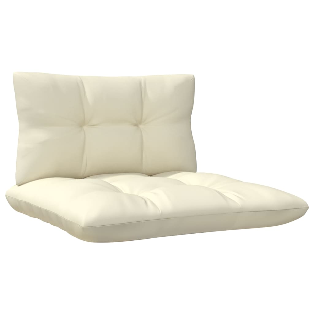 Set Salotto da Giardino 6 pz con Cuscini Crema Legno di Pino | homemem39