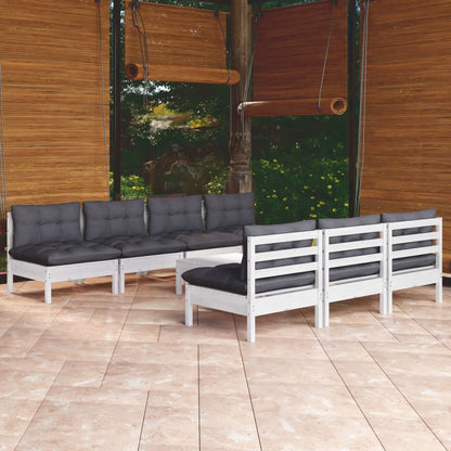 Set Divani da Giardino 8 pz con Cuscini Antracite Legno di Pino - homemem39