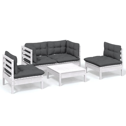 Set Salotto da Giardino 5pz con Cuscini Legno Massello di Pino - homemem39