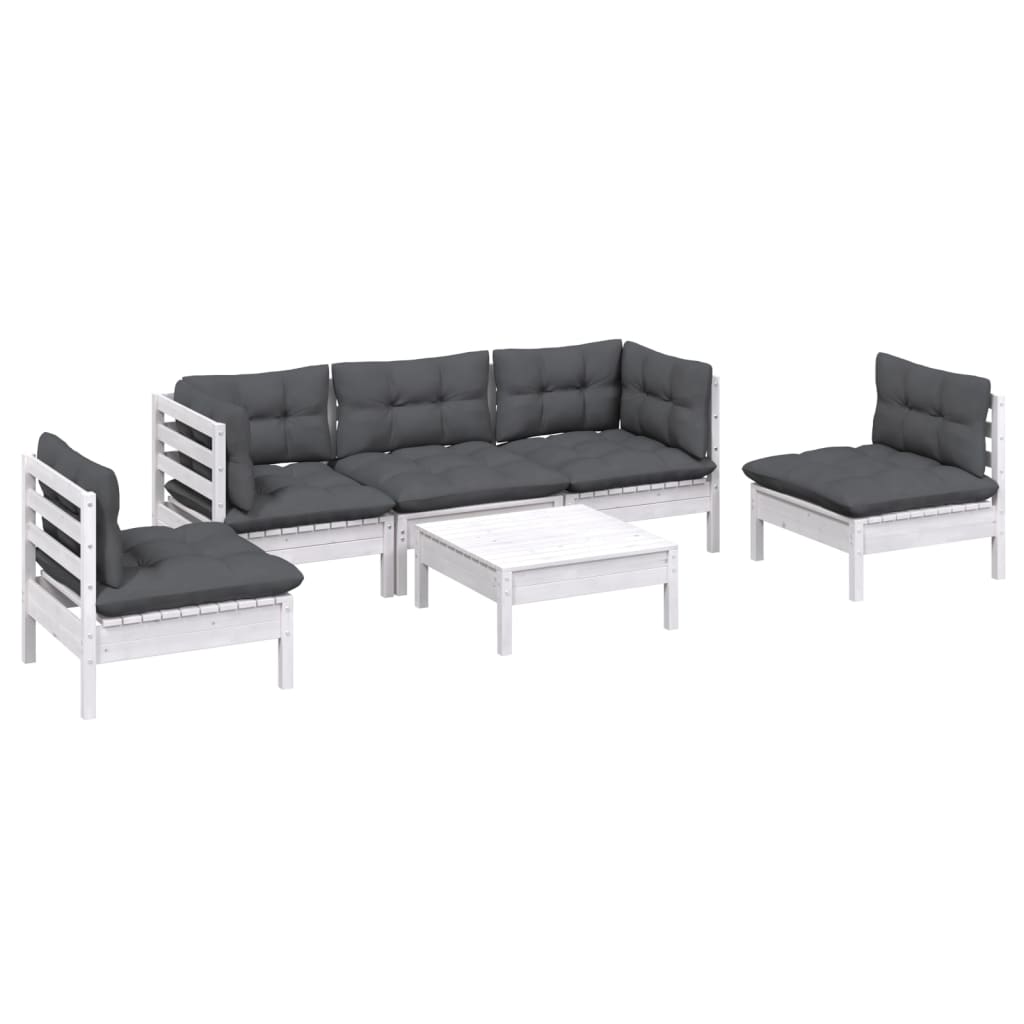 Set Salotto da Giardino 6 pz con Cuscini Legno Massello di Pino - homemem39