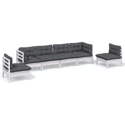 Set Salotto da Giardino 6 pz con Cuscini Legno Massello di Pino - homemem39