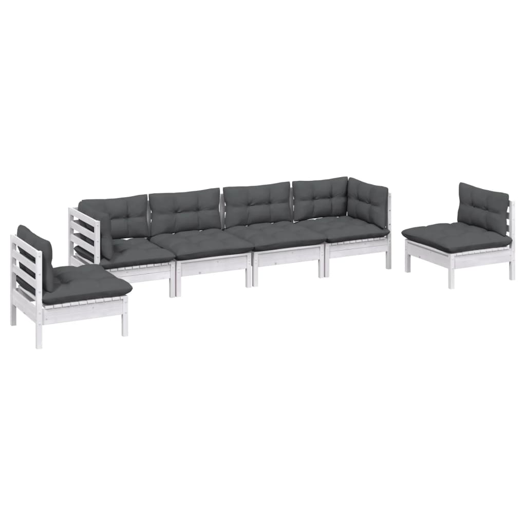 Set Salotto da Giardino 6 pz con Cuscini Legno Massello di Pino - homemem39