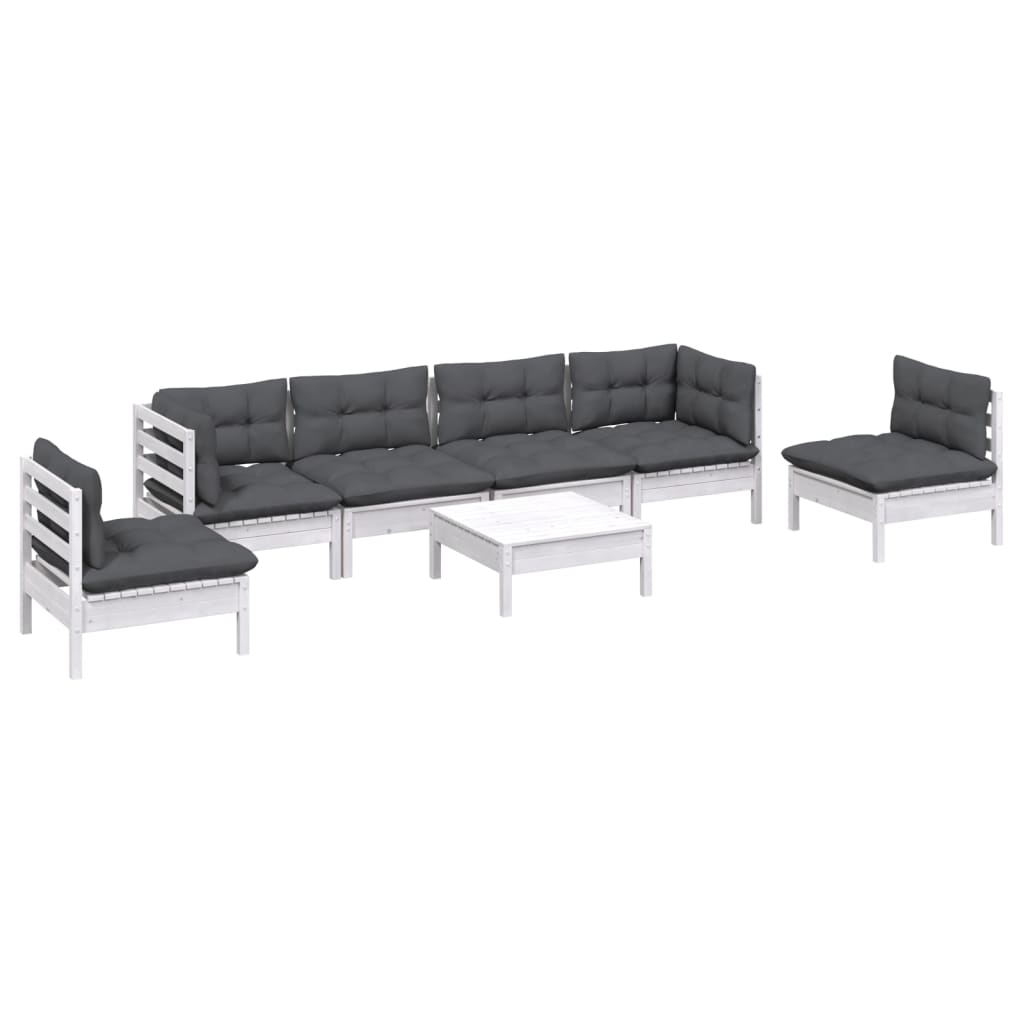 Set Salotto da Giardino 7pz con Cuscini Legno Massello di Pino - homemem39
