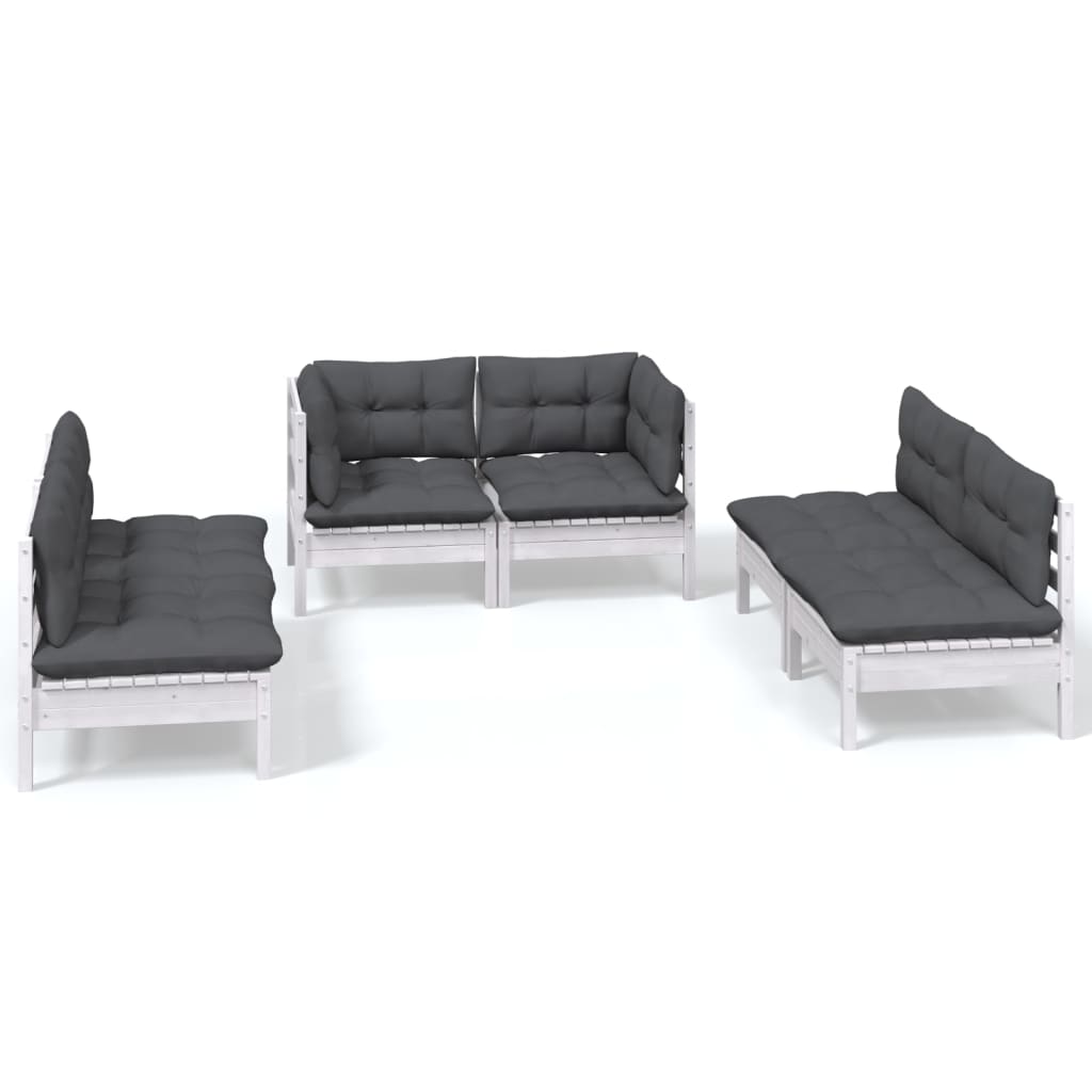 Set Salotto da Giardino 6 pz con Cuscini Legno Massello di Pino - homemem39