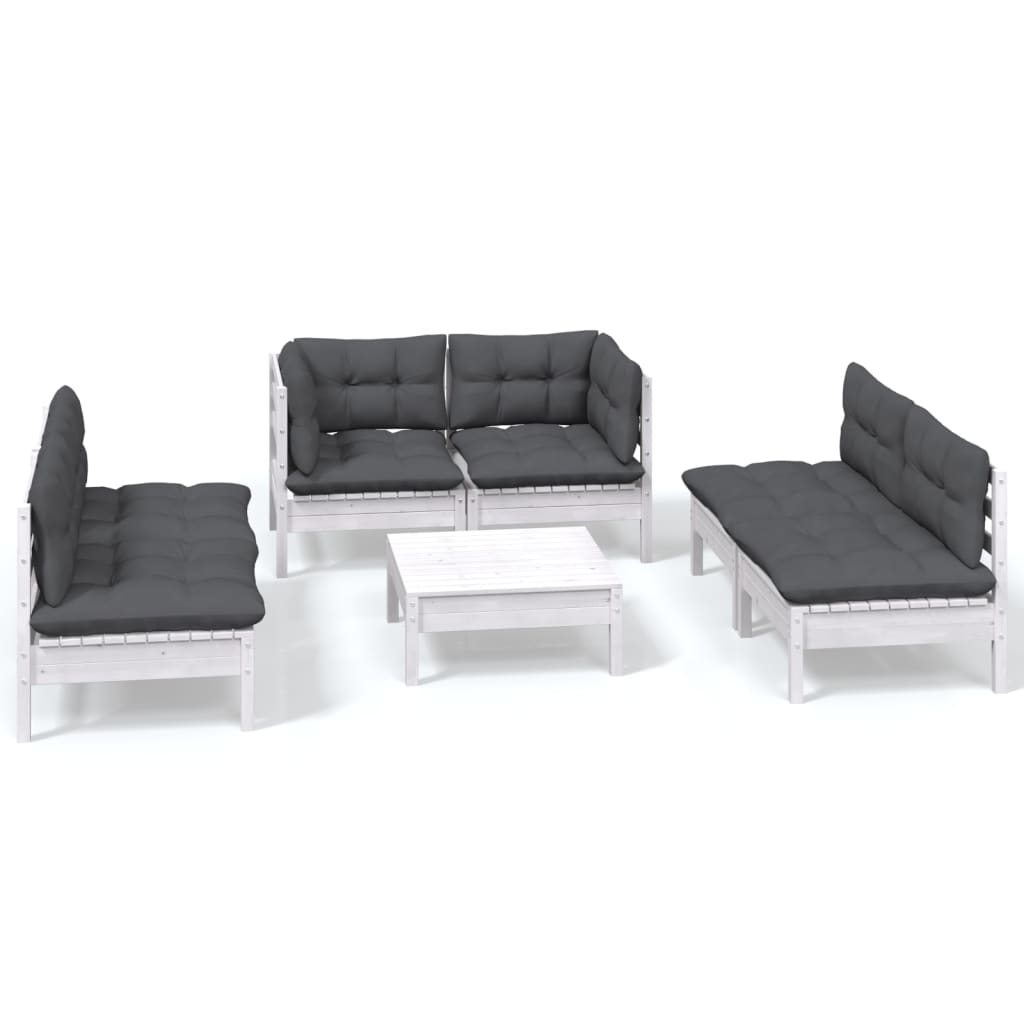 Set Salotto da Giardino 7pz con Cuscini Legno Massello di Pino - homemem39