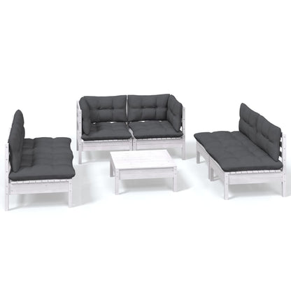 Set Salotto da Giardino 7pz con Cuscini Legno Massello di Pino - homemem39
