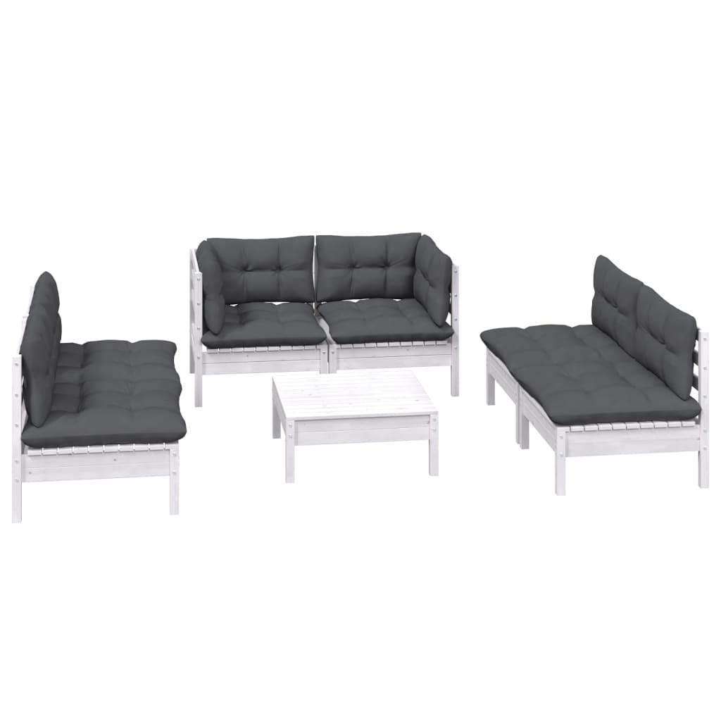 Set Salotto da Giardino 7pz con Cuscini Legno Massello di Pino - homemem39