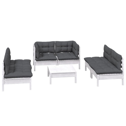 Set Salotto da Giardino 7pz con Cuscini Legno Massello di Pino - homemem39
