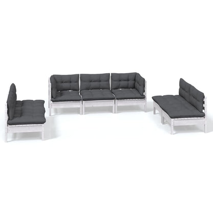 Set Salotto da Giardino 7pz con Cuscini Legno Massello di Pino - homemem39