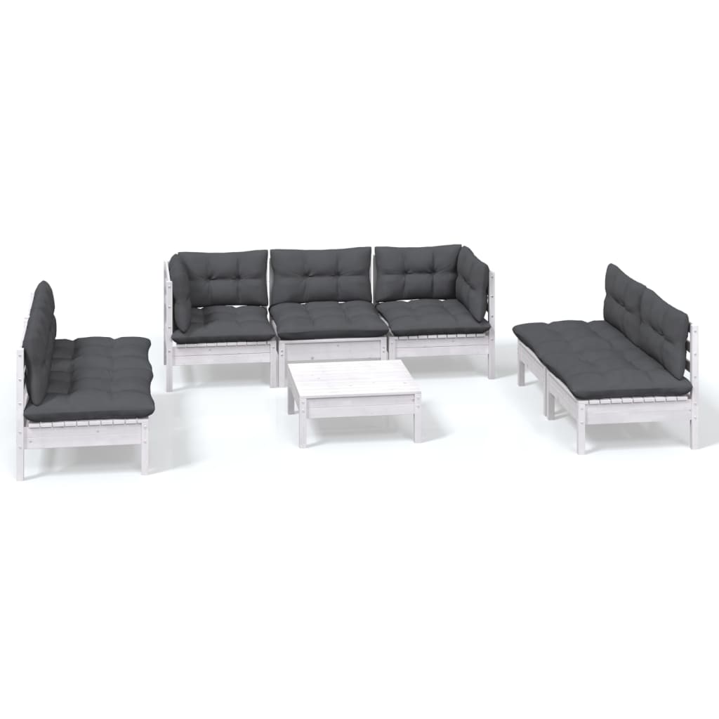 Set Divani da Giardino 8 pz con Cuscini Legno Massello di Pino | homemem39