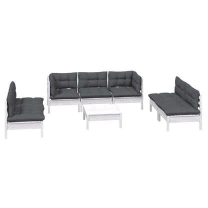 Set Divani da Giardino 8 pz con Cuscini Legno Massello di Pino | homemem39