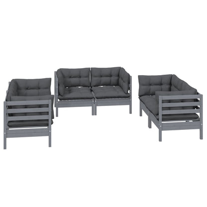 Set Salotto da Giardino 6 pz con Cuscini Legno Massello di Pino - homemem39