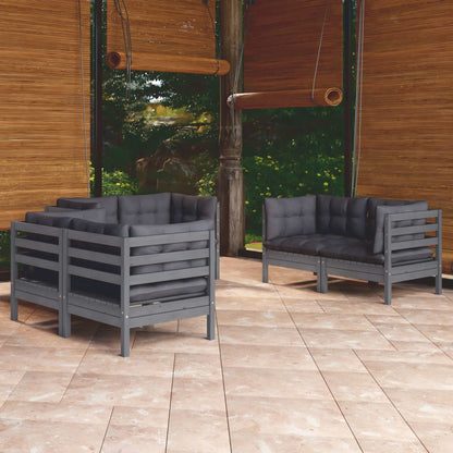 Set Salotto da Giardino 6 pz con Cuscini Legno Massello di Pino - homemem39