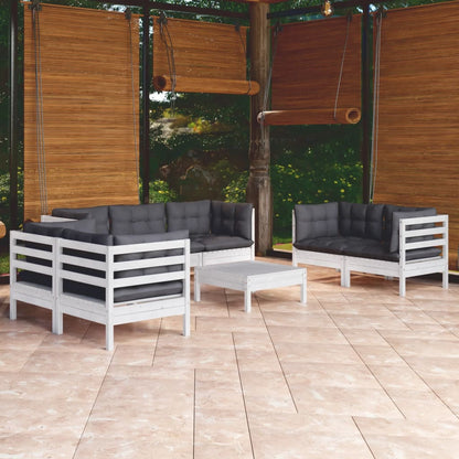 Set Salotto da Giardino con Cuscini 8 pz Legno Massello di Pino