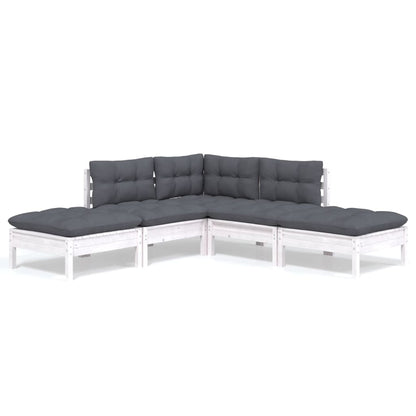 Set Divani da Giardino 5 pz con Cuscini Legno Massello di Pino - homemem39