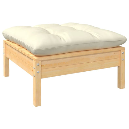 Set Salotto da Giardino 6 pz con Cuscini Crema Legno di Pino