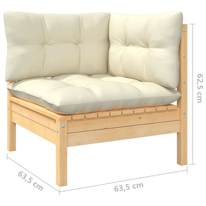 Set Salotto da Giardino 6 pz con Cuscini Crema Legno di Pino