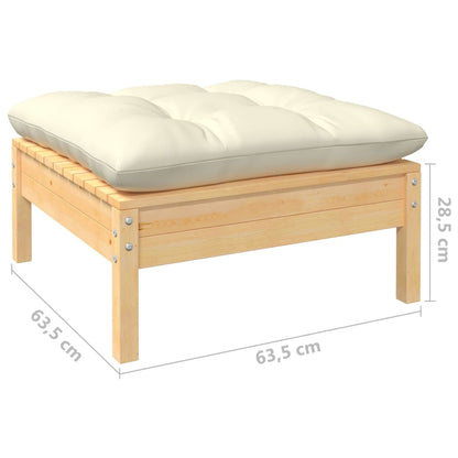 Set Salotto da Giardino 6 pz con Cuscini Crema Legno di Pino