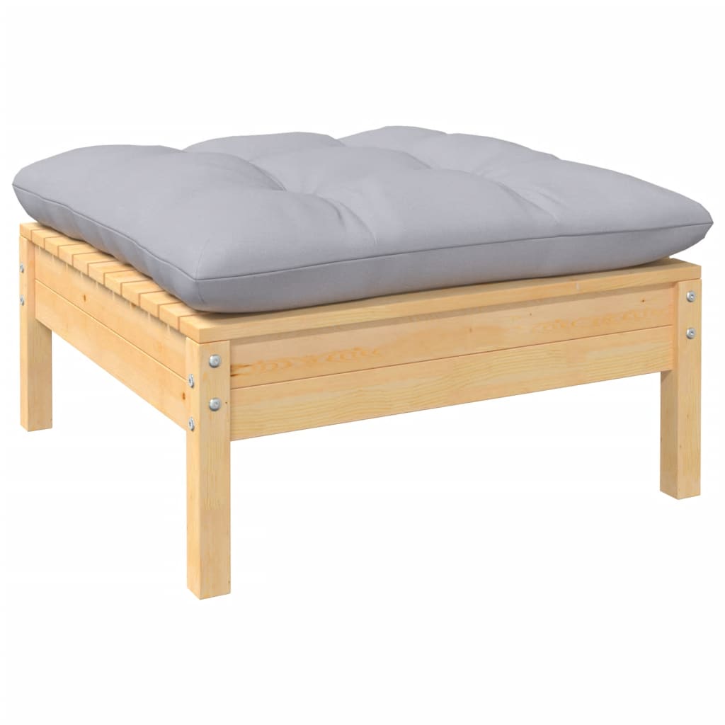 Set Divani da Giardino 8 pz con Cuscini Grigi Massello di Pino | homemem39