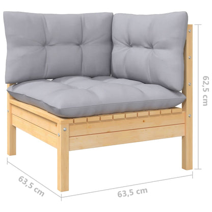 Set Divani da Giardino 7 pz con Cuscini Grigi Massello di Pino | homemem39