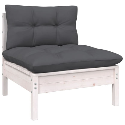 Set Divani da Giardino 10 pz con Cuscini Bianchi Legno di Pino | homemem39