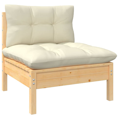 Set Divani da Giardino 10 pz con Cuscini Crema Massello di Pino | homemem39