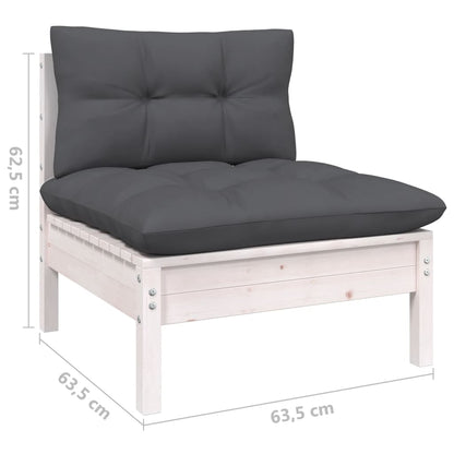 Set Divani da Giardino 10 pz con Cuscini Bianchi Legno di Pino | homemem39