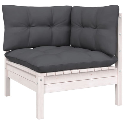 Set Divani da Giardino 11 pz con Cuscini Bianchi Legno di Pino | homemem39