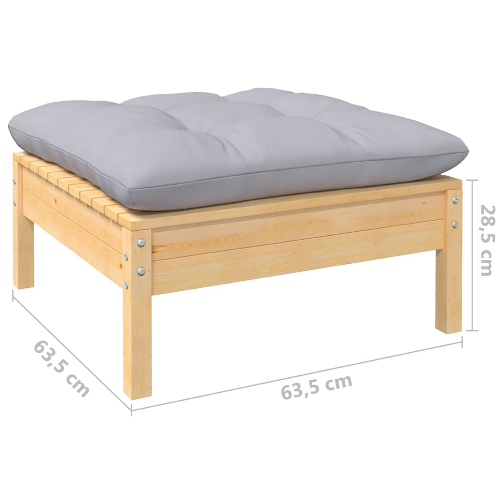 Set Divani da Giardino 13 pz con Cuscini Grigi Massello di Pino | homemem39