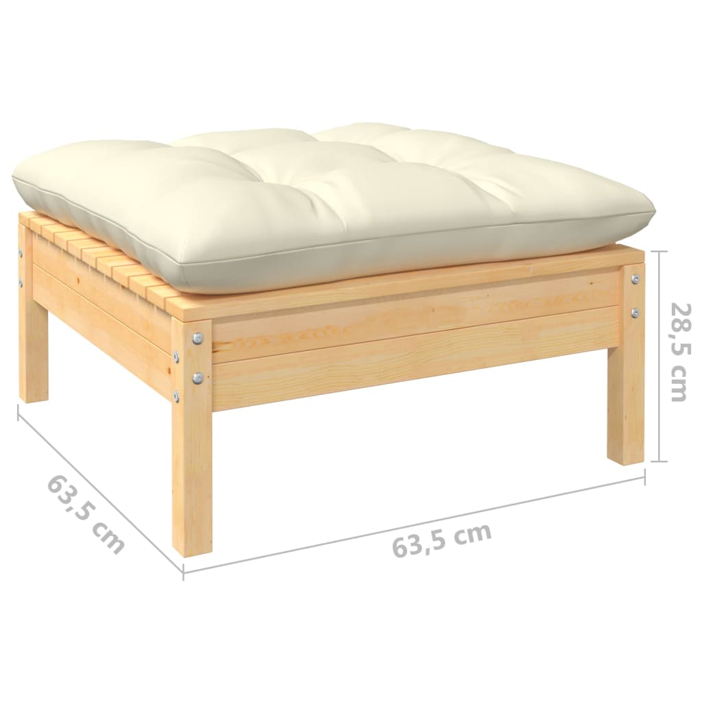 Set Divani da Giardino 13 pz con Cuscini Crema Massello di Pino | homemem39