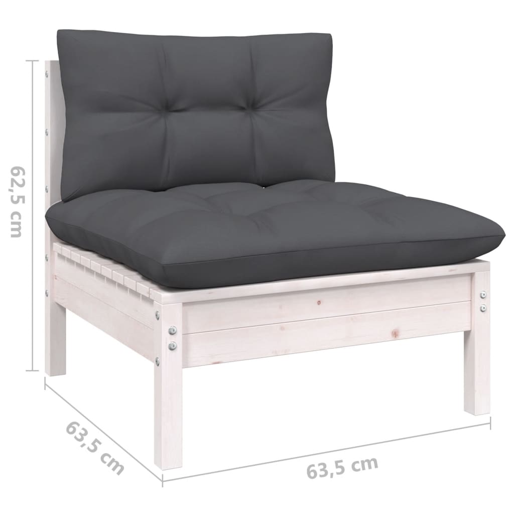 Set Divani da Giardino 13 pz con Cuscini Bianchi Legno di Pino | homemem39