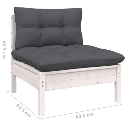 Set Divani da Giardino 9 pz con Cuscini Bianchi Legno di Pino | homemem39