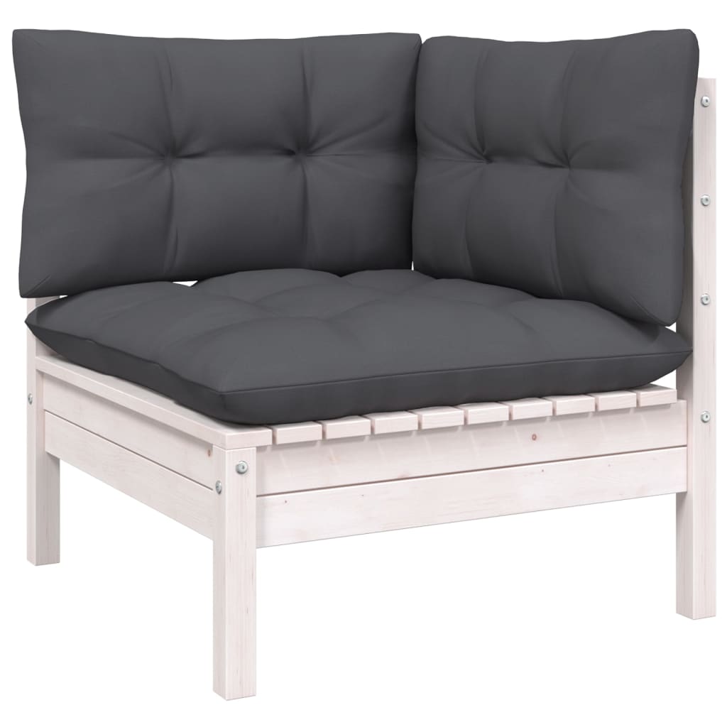 Set Divani da Giardino 10 pz con Cuscini Bianchi Legno di Pino | homemem39