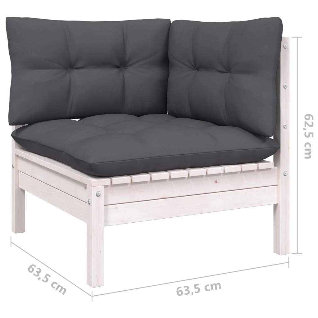 Set Divani da Giardino 10 pz con Cuscini Bianchi Legno di Pino | homemem39