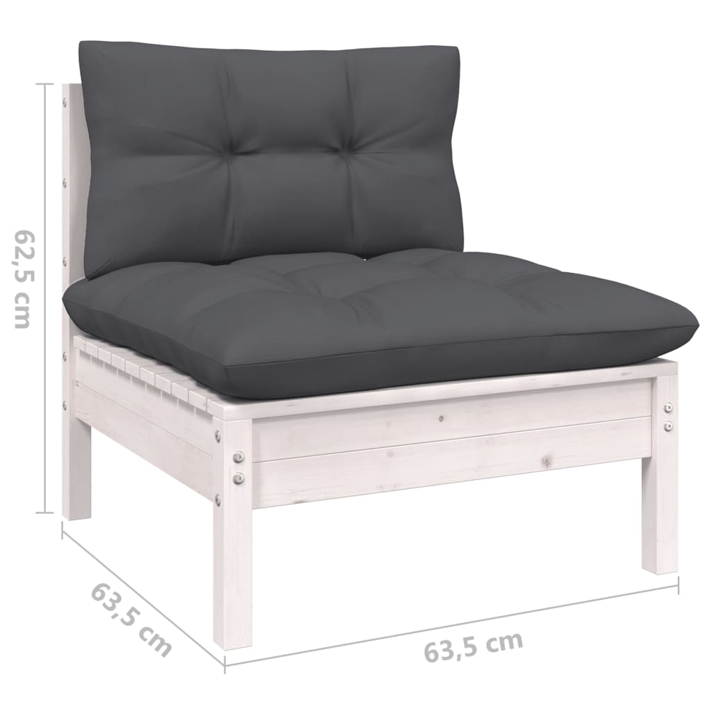 Set Divani da Giardino 10 pz con Cuscini Bianchi Legno di Pino | homemem39