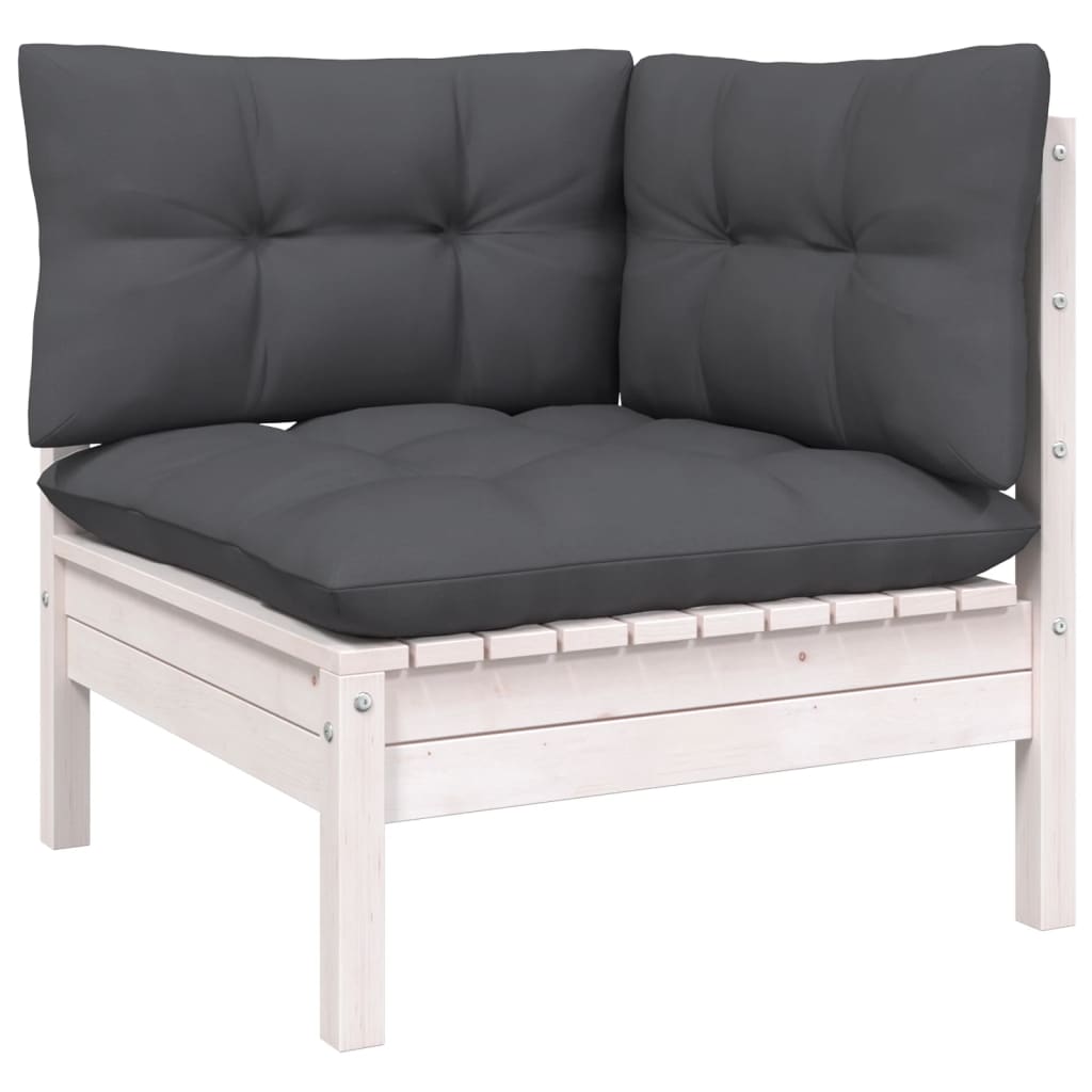 Set Divani da Giardino 12 pz con Cuscini Bianchi Legno di Pino | homemem39